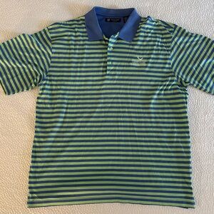 Oxford Golf Blue and Green Striped Polo Shirt